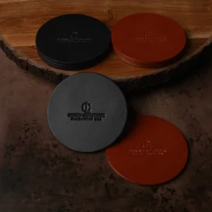 Chosen Leatherwork Stamped English Bridle Leather 4in Round Coasters (Set of 4)