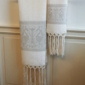 Tessitura Pardi GRIFO Linen Cotton Italian Hand Towel with Fringe, Available in Small and Large