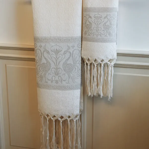 Tessitura Pardi GRIFO Linen Cotton Italian Hand Towel with Fringe, Available in Small and Large
