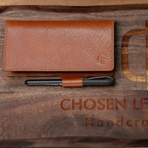 Chosen Leatherwork Premium Italian Leather Checkbook Cover with Pen Holder