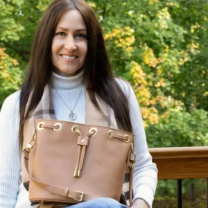 Chosen Leatherwork "Alyssa" Italian Pebbled Calf Leather MEDIUM Bucket Bag, Purse, Handbag