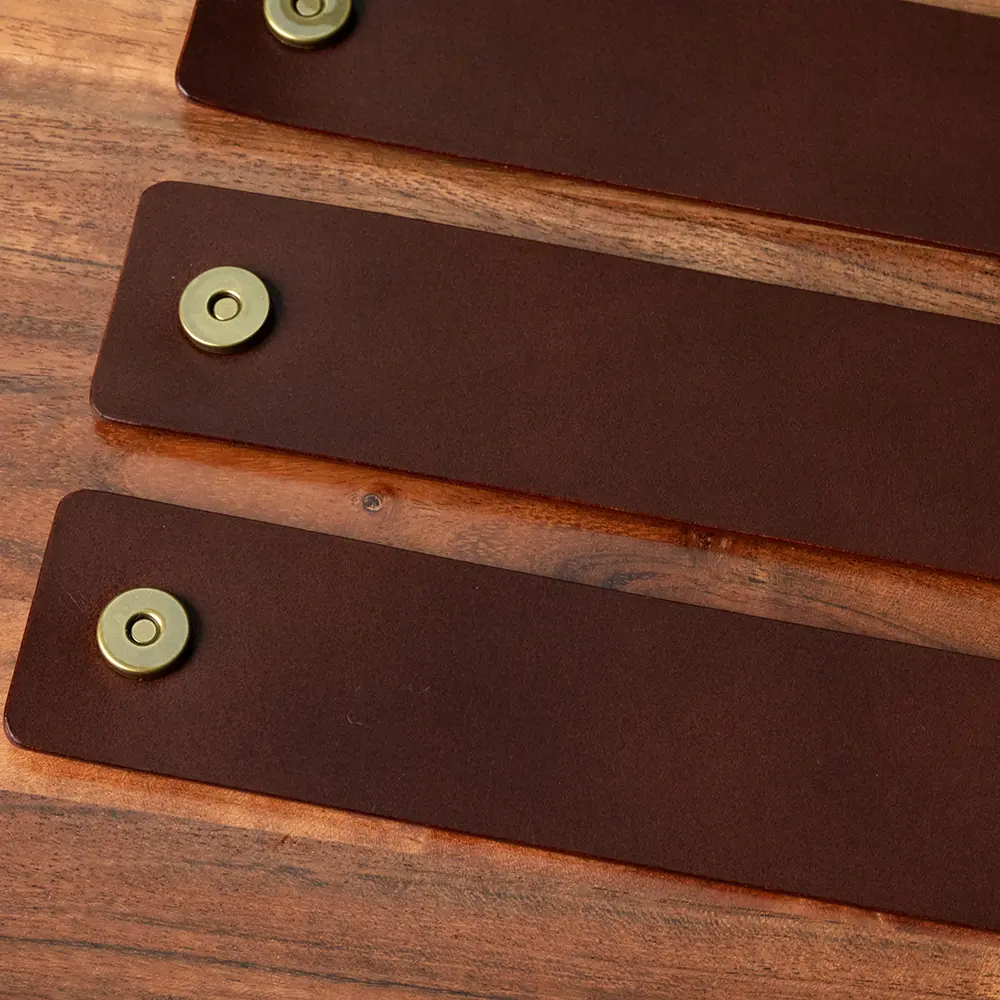 Chosen Leatherwork Classic Medium Brown Italian Leather Napkin Rings (Set of 4), Unlined - Image 6