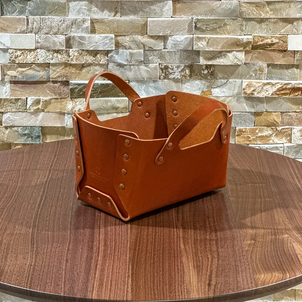 Chosen Leatherwork Premium English Bridle Leather Handled Basket in Chestnut - Image 10