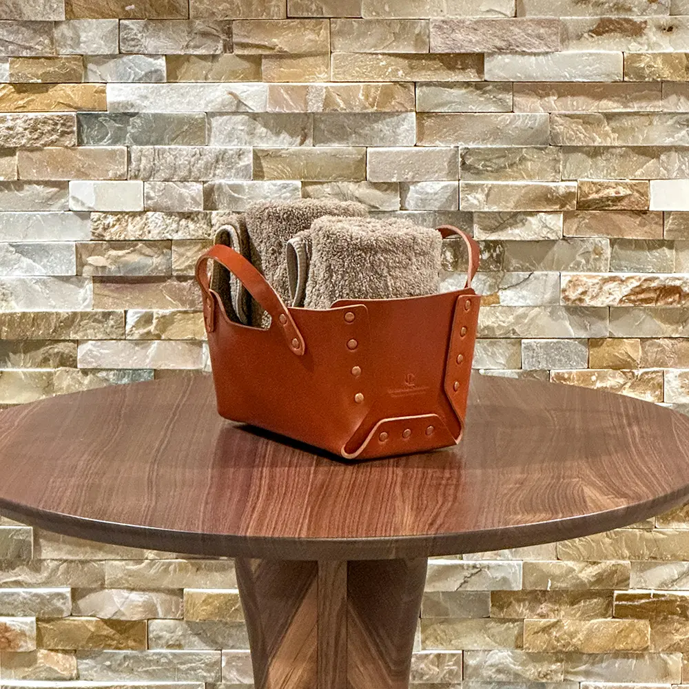 Chosen Leatherwork Premium English Bridle Leather Handled Basket in Chestnut - Image 8