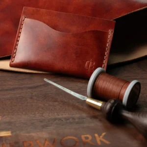 Chosen Leatherwork Museum Shell Cordovan Leather Classic Card Wallet, Cognac