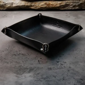 Chosen Leatherwork Premium Leather Black Valet Catchall Tray