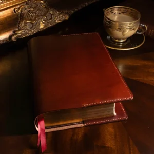 Chosen Leatherwork Premium Full Grain Leather Study Bible Cover, Dublin Olde English