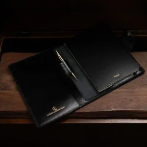 Chosen Leatherwork Signature BLACK ONYX Italian Leather A5 Planner Notebook Cover [Monogram Available]