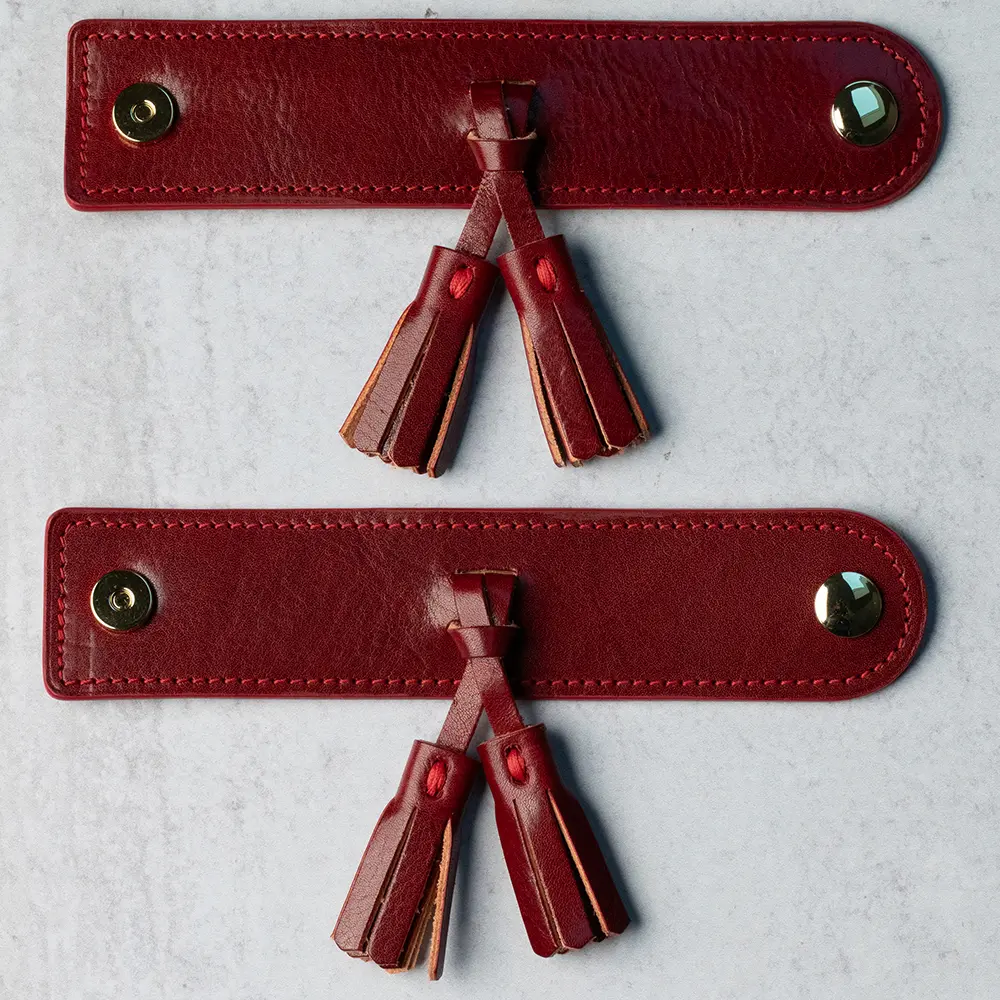 Chosen Leatherwork Tasseled Italian Leather Napkin Rings (Set of 4), Lined - Image 10