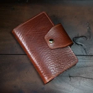 Premium Italian Leather Leuchtturm1917 A6 Journal Notebook Planner Cover in brown with a magnetic snap closure.