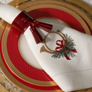 Chosen Leatherwork Tasseled Italian Leather Napkin Rings (Set of 4), Lined